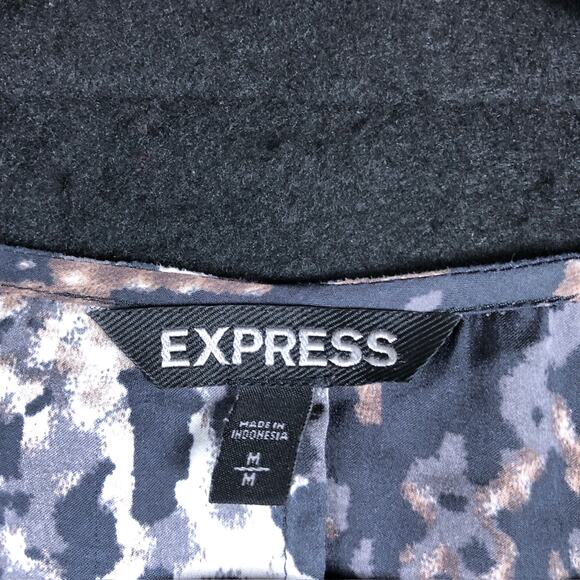 Express Womens Blouse Brown Black Snake Print V Neck Cold Shoulder Medium - Picture 7 of 13